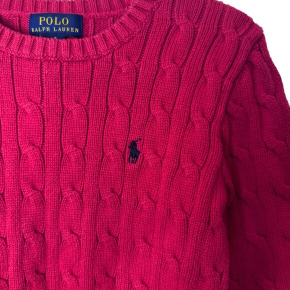 Polo Ralph Lauren red cable knit pullover crewneck sweater size 5 - Picture 3 of 5